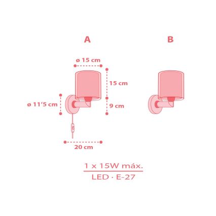 Dalber 41199 - Lampada da parete per bambini RAINBOW 1xE27/15W/230V multicolore