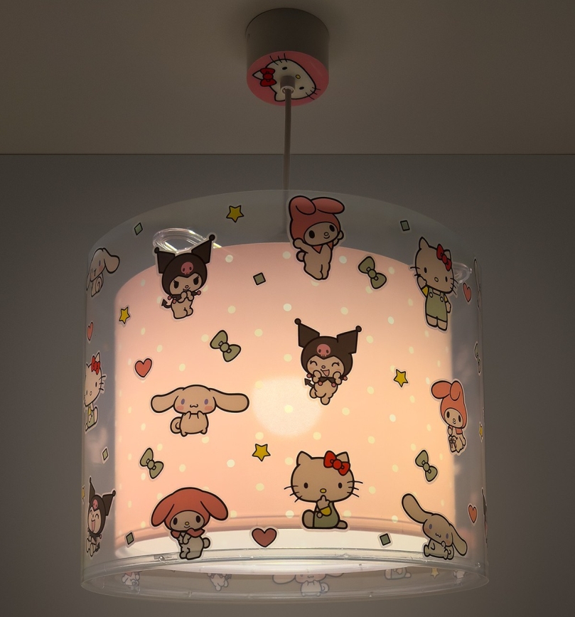 Dalber 41252 - Lampadario per bambini HELLO KITTY&FRIENDS 1xE27/15W/230V rosa
