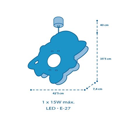 Dalber 41347 - Lampadario per bambini ASTRONAUT 1xE27/15W/230V