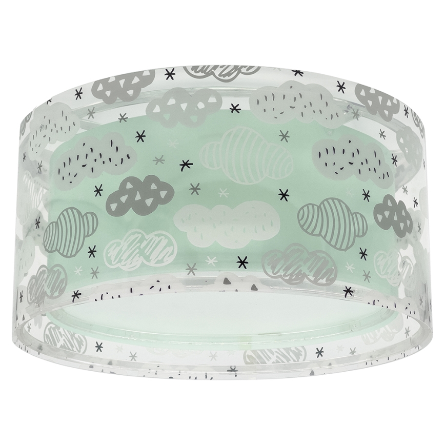 Dalber 41416H - Plafoniera per bambini CLOUDS 2xE27/60W/230V verde