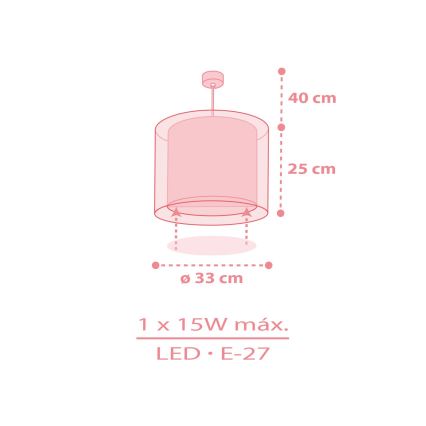 Dalber 41572S - Lampadario per cameretta BABY TEDDY 1xE27/15W/230V rosa