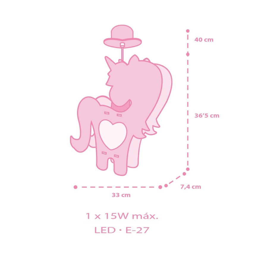 Dalber 41597 - Lampadario per bambini UNICORN 1xE27/15W/230V