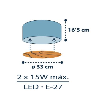 Dalber 41746 - Plafoniera per bambini BASKET 2xE27/15W/230V