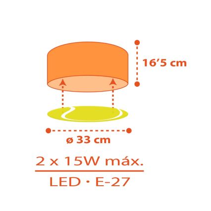 Dalber 41756 - Plafoniera per bambini TENNIS 2xE27/15W/230V