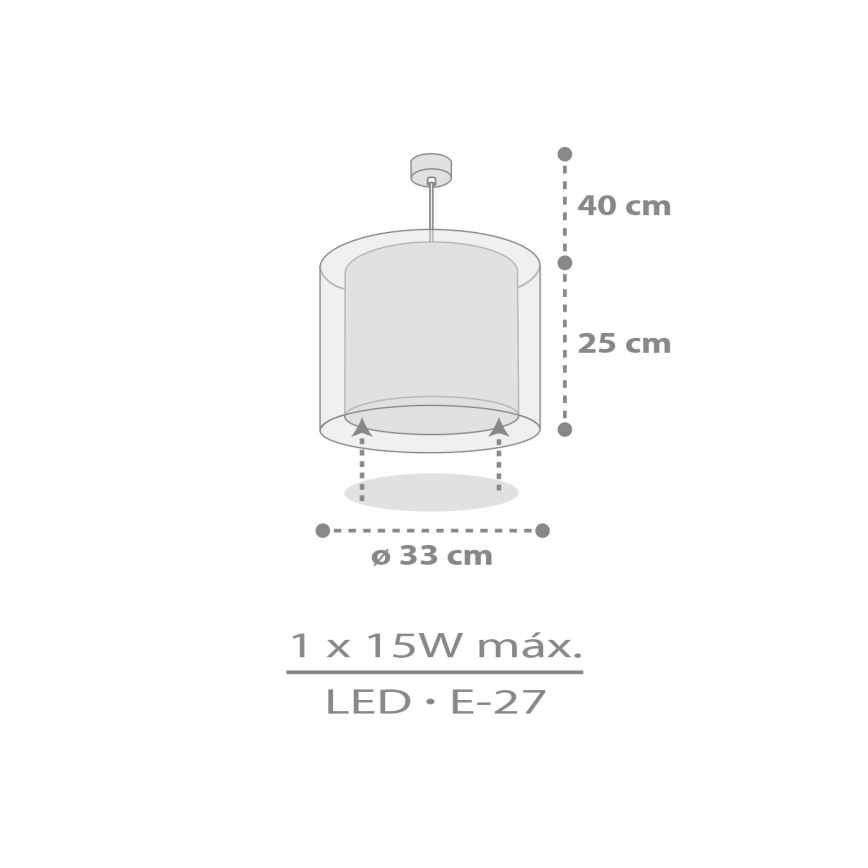 Dalber 41762E - Lampadario per cameretta KAWAII FRIENDS 1xE27/15W/230V grigio