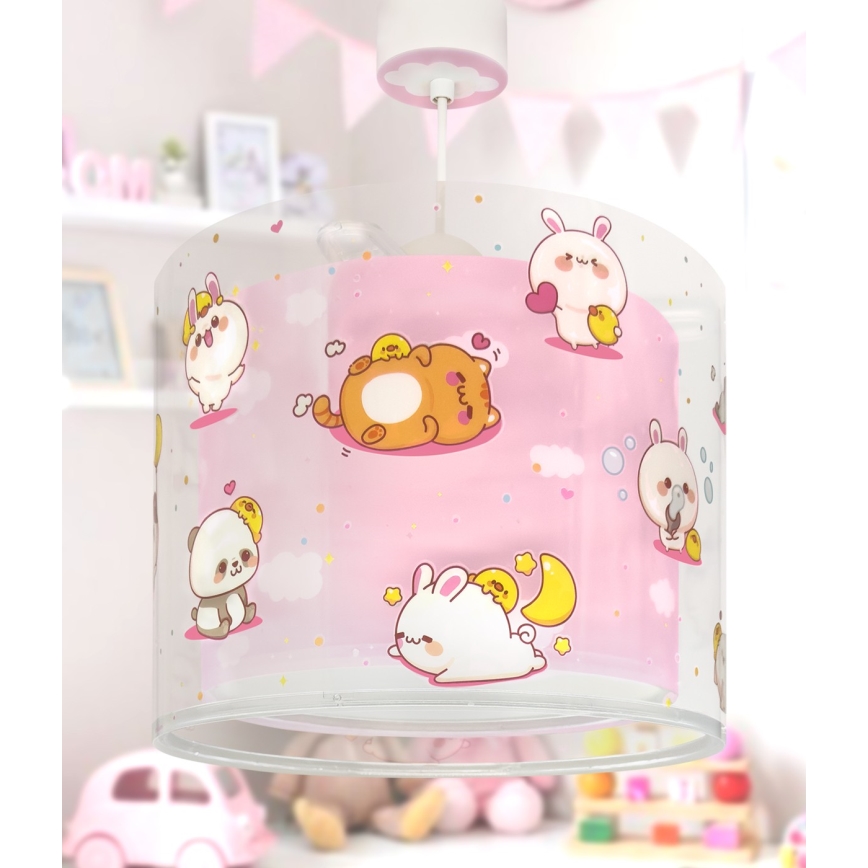 Dalber 41762S - Lampadario per cameretta KAWAII FRIENDS 1xE27/15W/230V rosa