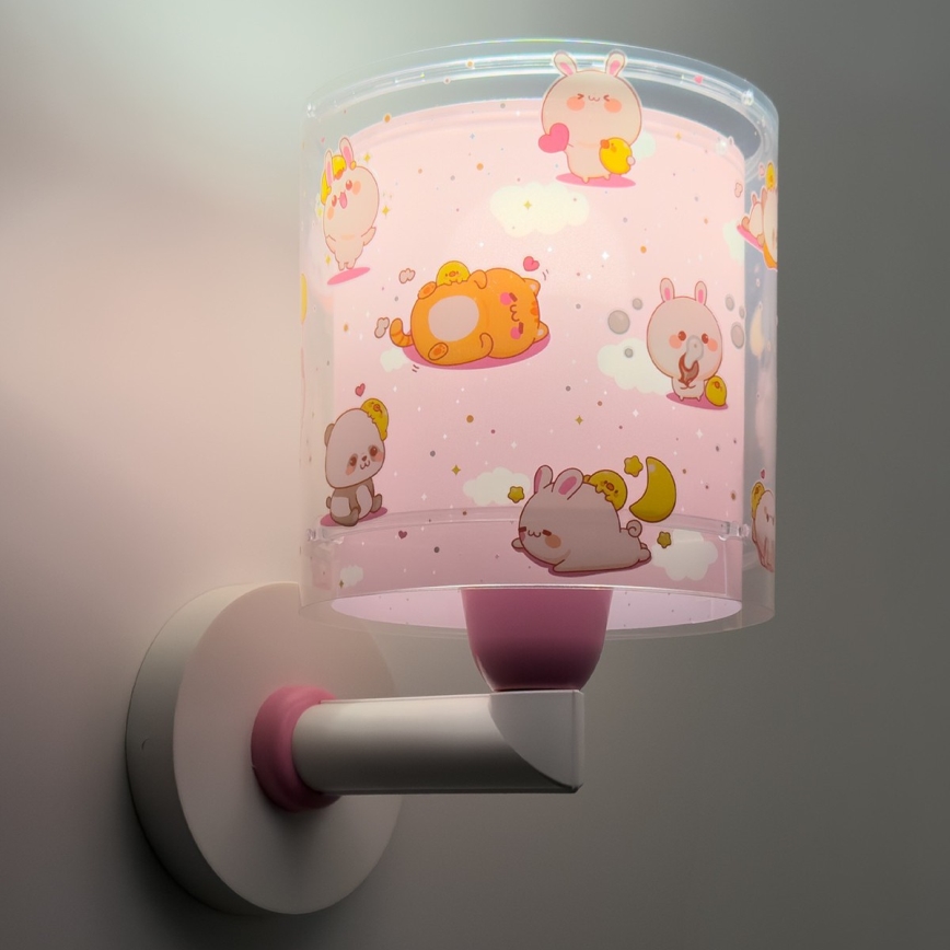 Dalber 41769S - Lampada da parete per bambini KAWAII FRIENDS 1xE27/15W/230V rosa