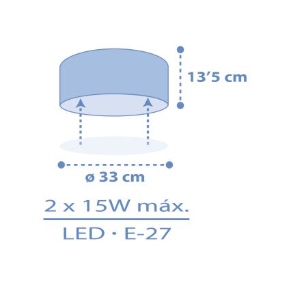 Dalber 42006T - Plafoniera per bambini COLOR LIGHT 2xE27/15W/230V blu