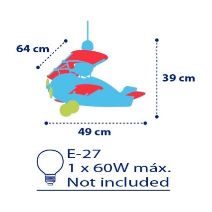 Dalber 54002 - Lampadario per bambini BABY AEROPLANO 1xE27/60W/230V