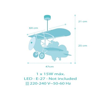 Dalber 54542 - Lampadario per bambini LITTLE CROCODILE 1xE27/15W/230V