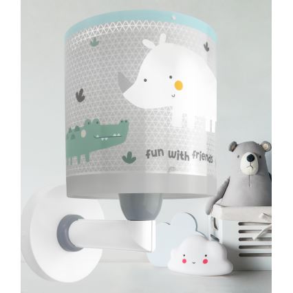Dalber 60629 - Lampada da parete per bambini RHICO AND CROCO 1xE27/15W/230V