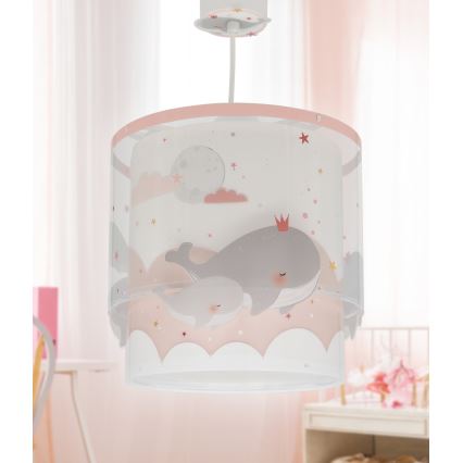 Dalber 61172S - Lampadario per bambini WHALE DREAMS 1xE27/15W/230V rosa