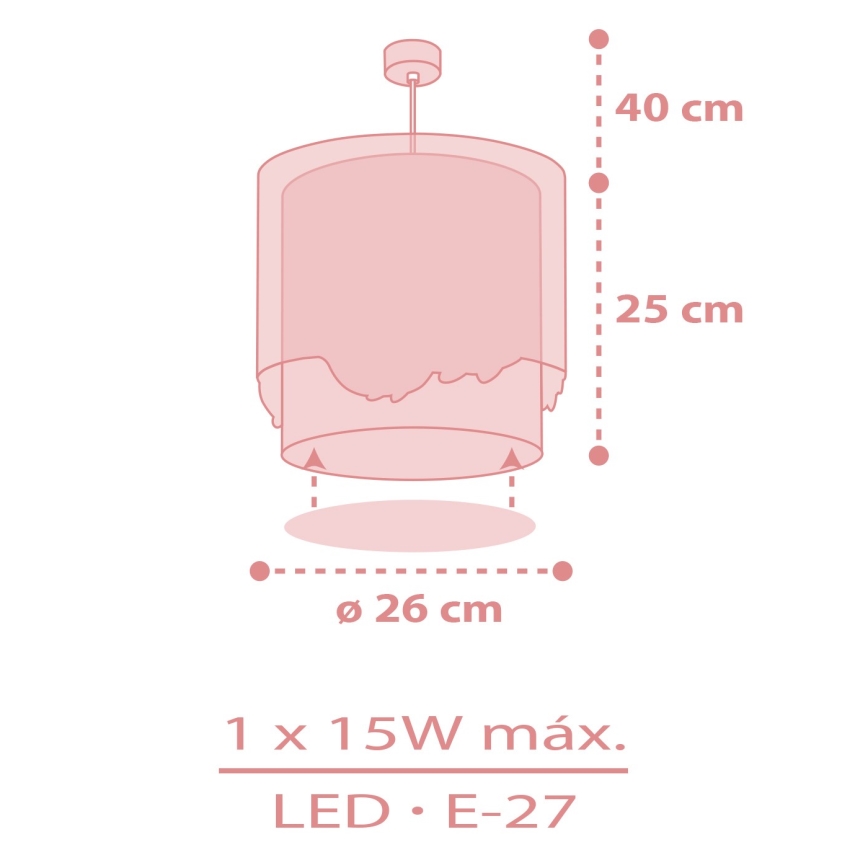Dalber 61172S - Lampadario per bambini WHALE DREAMS 1xE27/15W/230V rosa