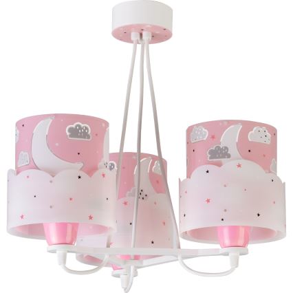 Dalber 61237S - Lampadario per bambini MOON 3xE27/60W/230V