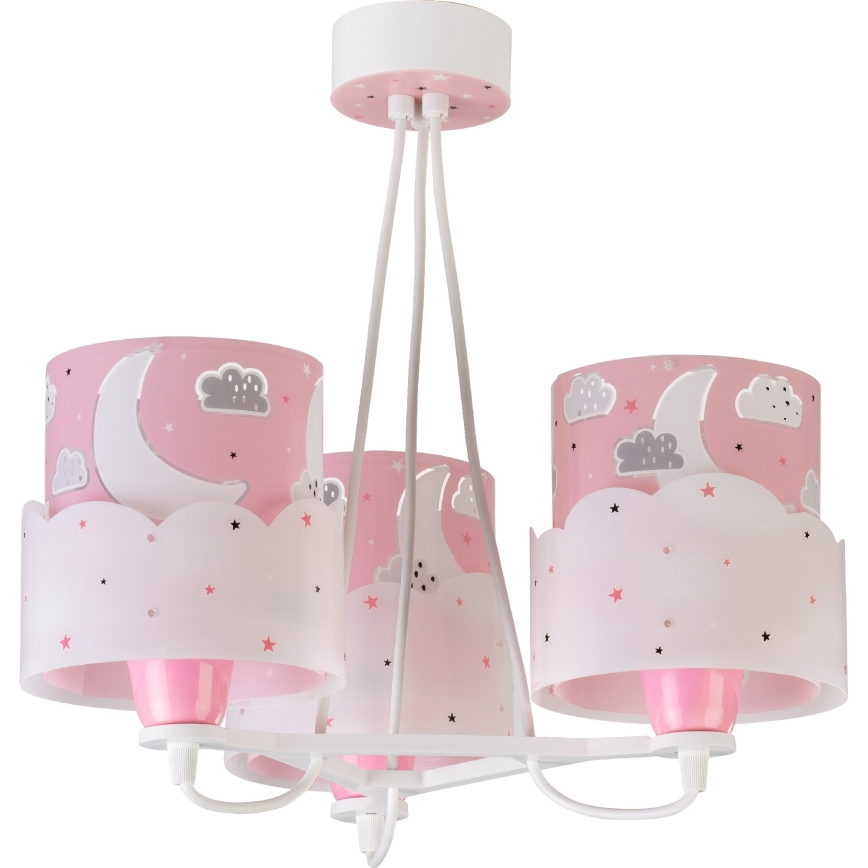 Dalber 61237S - Lampadario per bambini MOON 3xE27/60W/230V