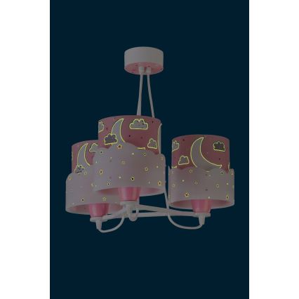Dalber 61237S - Lampadario per bambini MOON 3xE27/60W/230V