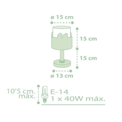 Dalber 61711H - Lampada per bambini SWEET LOVE 1xE14/40W/230V verde