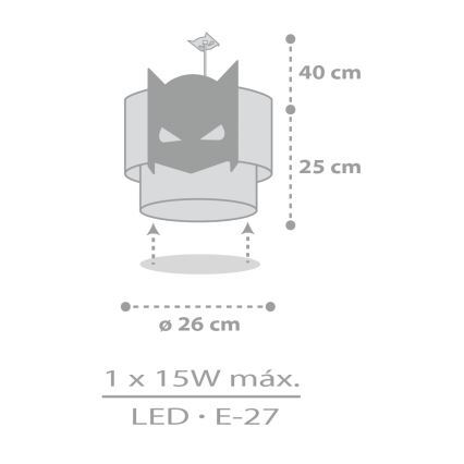 Dalber 61802 - Lampadario per bambini DARK HERO 1xE27/15W/230V