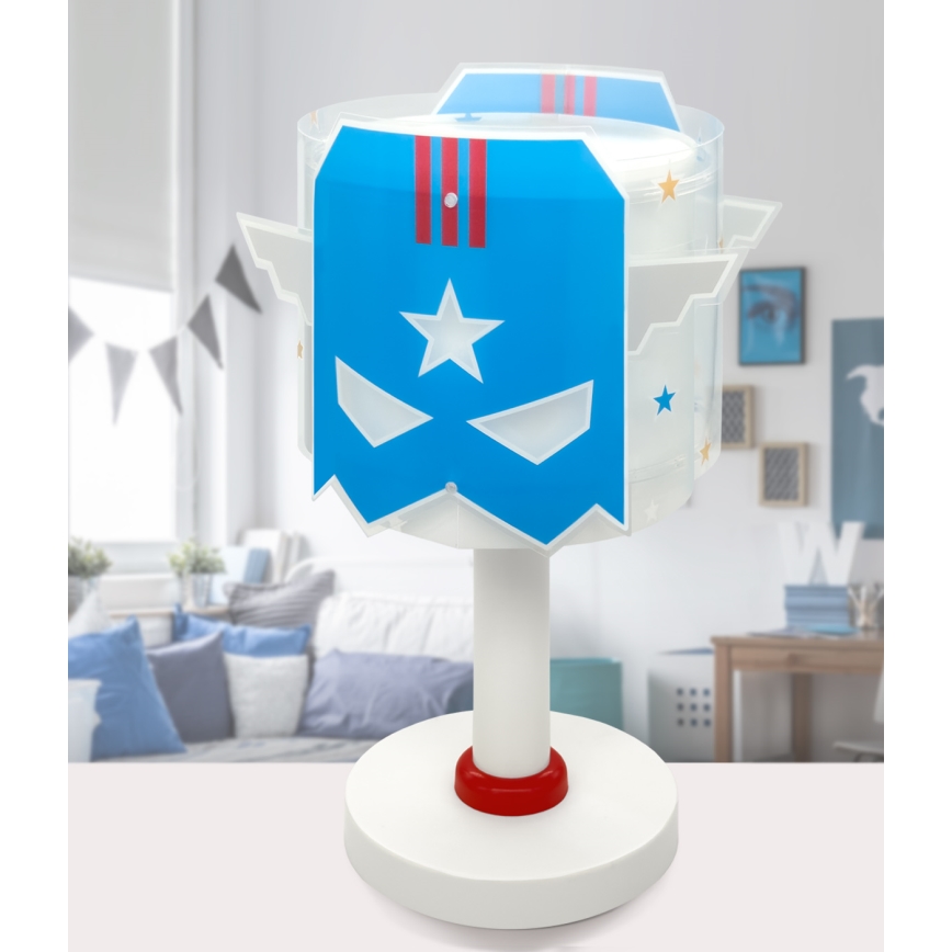 Dalber 61811N - Lampada da comodino LED per bambini BLUE HERO 1xG4/4W/230V bianco/blu
