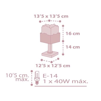 Dalber 63161S - Lampada per bambini PANDA 1xE14/40W/230V rosa