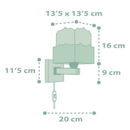 Dalber 63169H - Applique per bambini PANDA 1xE27/60W/230V verde