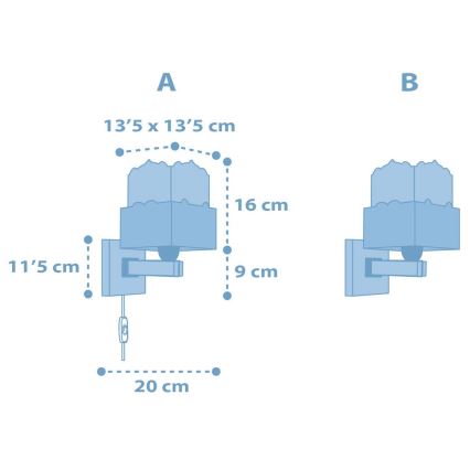 Dalber 63169T - Applique per bambini PANDA 1xE27/60W/230V blu