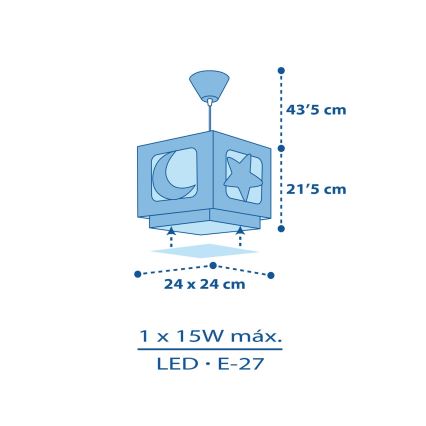 Dalber 63232T - Lampadario per bambini MOON LIGHT 1xE27/60W/230V