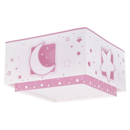 Dalber 63236S - Plafoniera per bambini MOONLIGHT 2xE27/60W/230V rosa