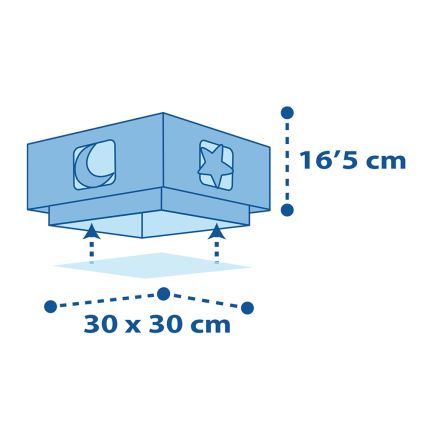 Dalber 63236T - Plafoniera per bambini MOONLIGHT 2xE27/60W/230V blu