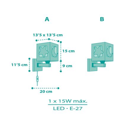 Dalber 63239H - Applique per bambini MOONLIGHT 1xE27/15W/230V verde