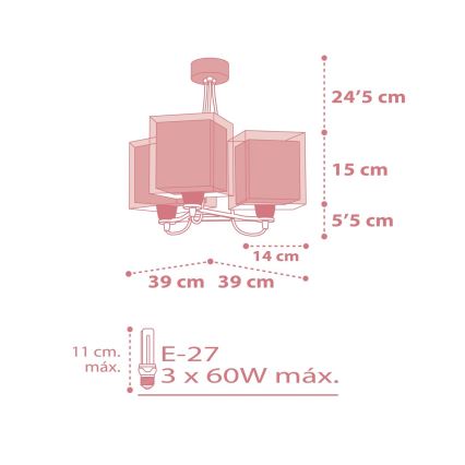 Dalber 63267S - Lampadario per bambini KOALA 3xE27/60W/230V