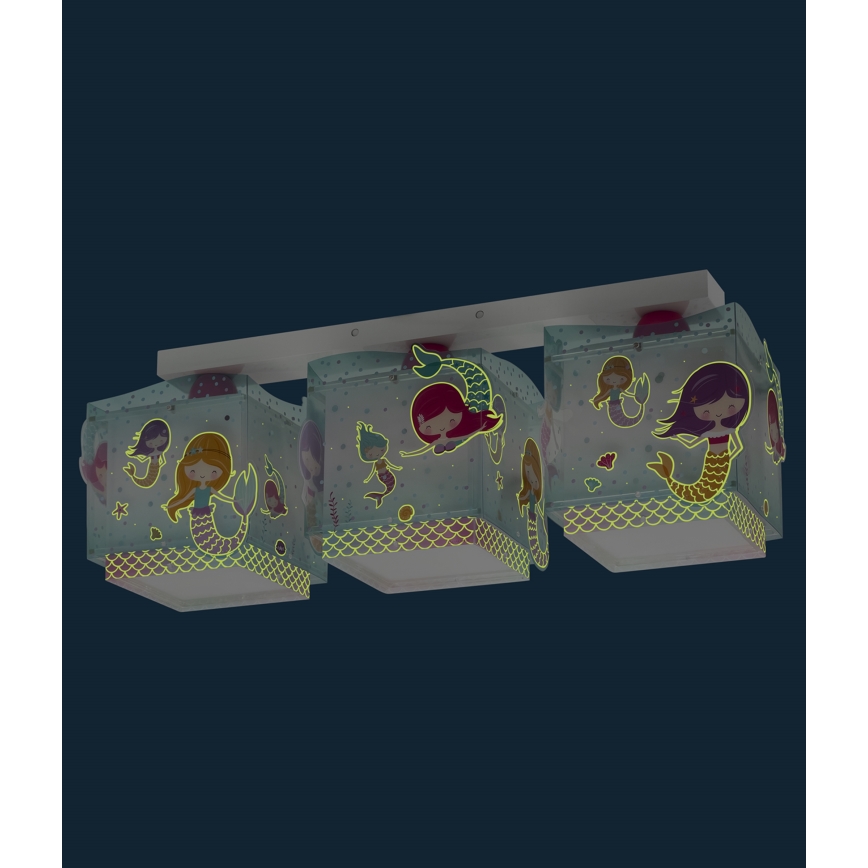 Dalber 63443 - Plafoniera per bambini MERMAIDS 3xE27/60W/230V
