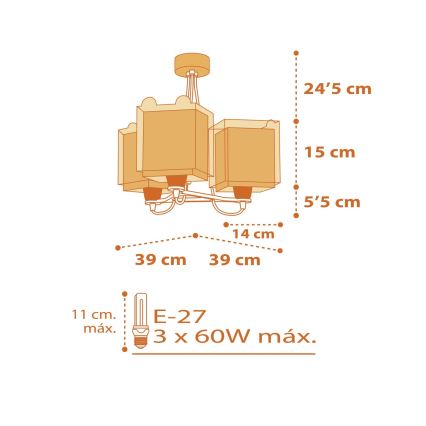 Dalber 64567 - Lampadario per bambini LITTLE TIGER 3xE27/60W/230V