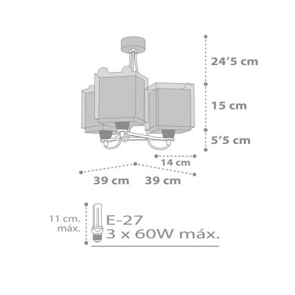 Dalber 64577 - Lampadario per bambini LITTLE TEDDY 3xE27/60W/230V