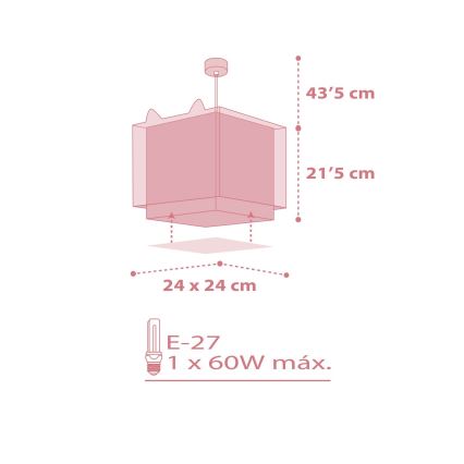 Dalber 64582 - Lampadario per bambini LITTLE FOX 1xE27/60W/230V