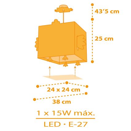 Dalber 64642 - Lampadario per bambini LITTLE CHICKEN 1xE27/15W/230V