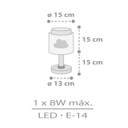 Dalber 76011E - Lampada per bambini BABY DREAMS 1xE14/8W/230V grigio