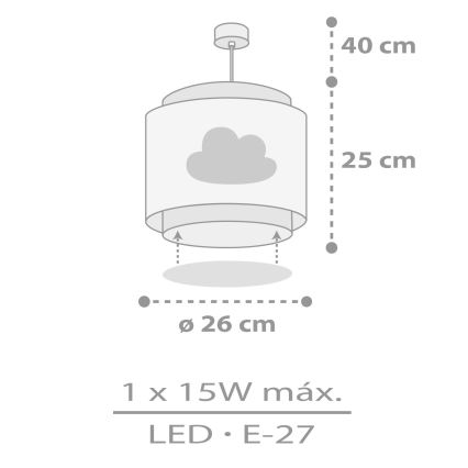 Dalber 76012E - Lampadario per bambini BABY DREAMS 1xE27/15W/230V grigio