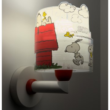 Dalber 76309 - Lampada da parete per bambini SNOOPY 1xE27/15W/230V bianco/rosso
