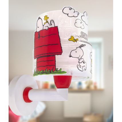 Dalber 76309 - Lampada da parete per bambini SNOOPY 1xE27/15W/230V bianco/rosso