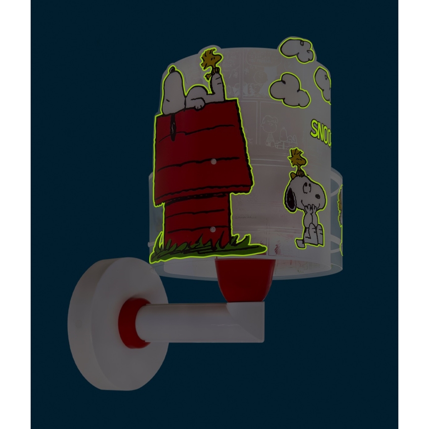 Dalber 76309 - Lampada da parete per bambini SNOOPY 1xE27/15W/230V bianco/rosso