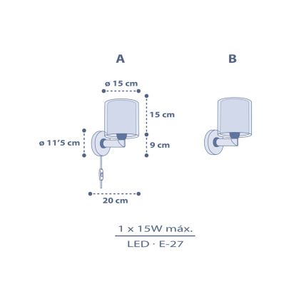 Dalber 76639 - Lampada da parete per bambini MOON DREAMS 1xE27/15W/230V blu