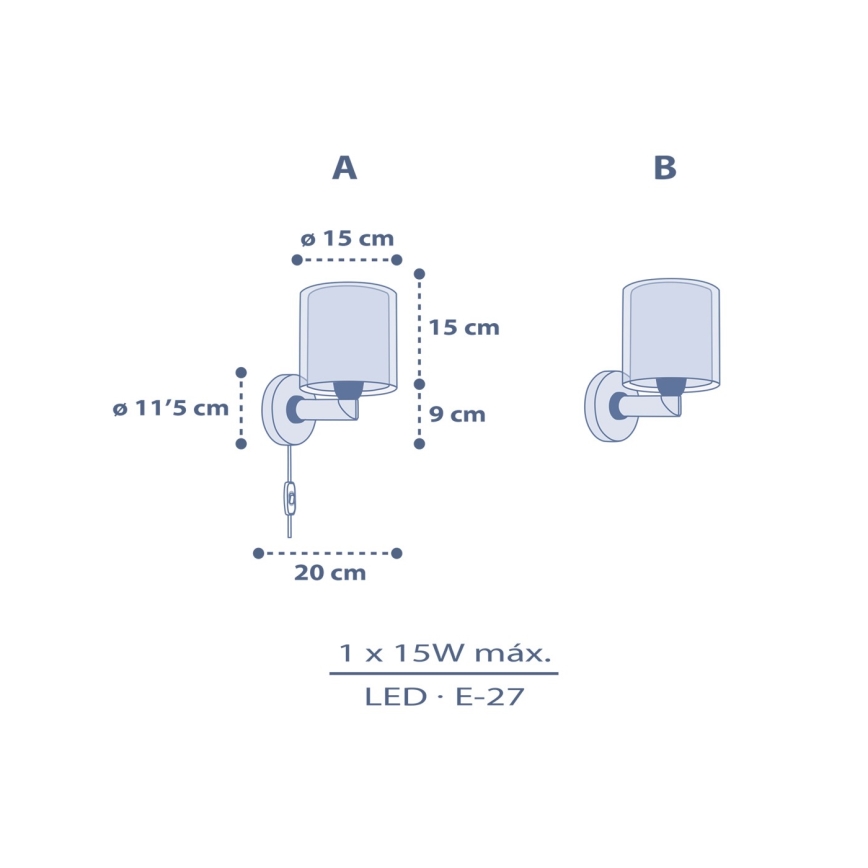 Dalber 76639 - Lampada da parete per bambini MOON DREAMS 1xE27/15W/230V blu