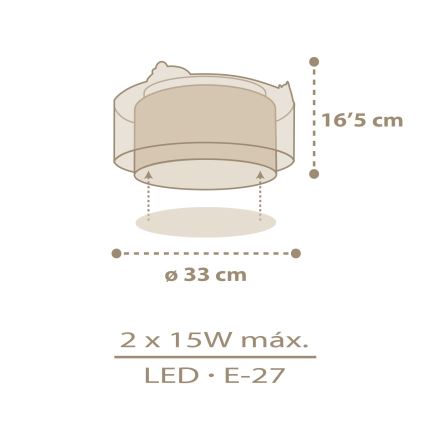 Dalber 76876 - Plafoniera per bambini BABY CHICK 2xE27/15W/230V