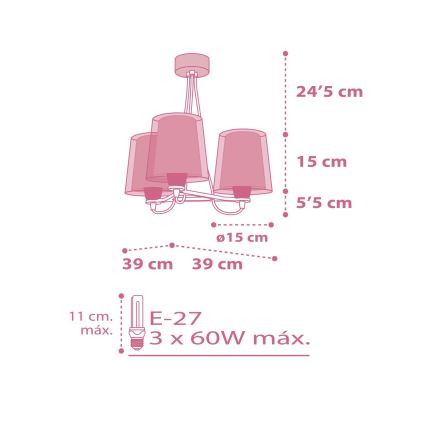 Dalber 81177S - Lampadario per bambini DREAM FLOWERS 3xE27/60W/230V