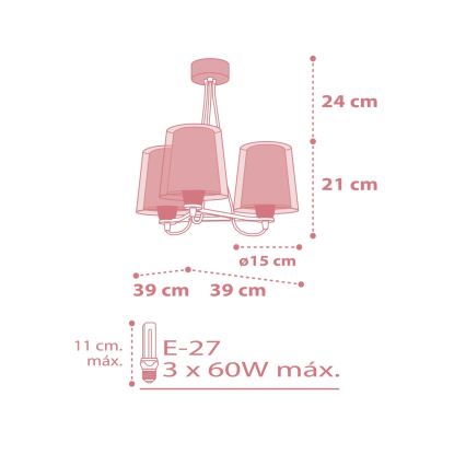 Dalber 81197S - Lampadario per bambini LIGHT FEELING 3xE27/60W/230V