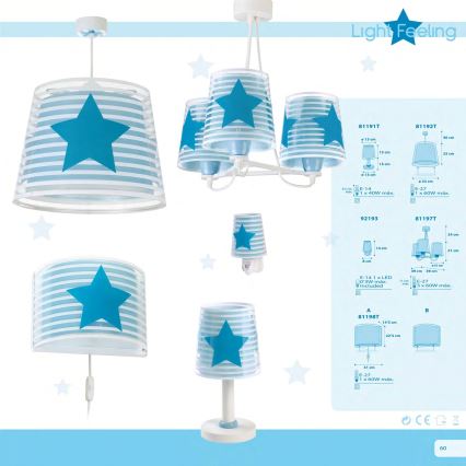 Dalber 81198T - Applique per bambini LIGHT FEELING 1xE27/60W/230V