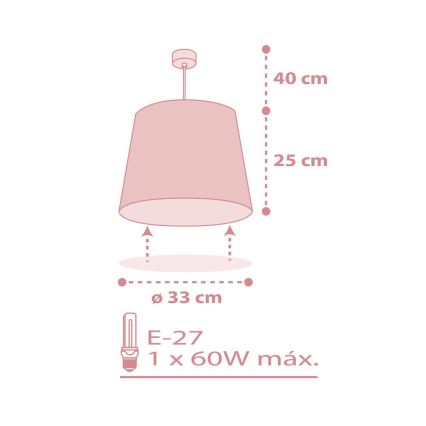 Dalber 82212S -  Lampadario per bambini STAR LIGHT 1xE27/60W/230V rosa