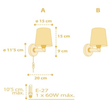 Dalber 82219A -  Applique per bambini STAR LIGHT 1xE27/60W/230V giallo