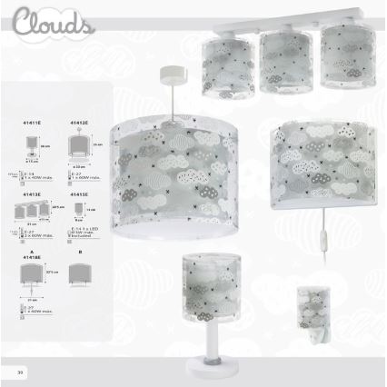 Dalber D-41412E - Lampadario per bambini CLOUDS 1xE27/60W/230V